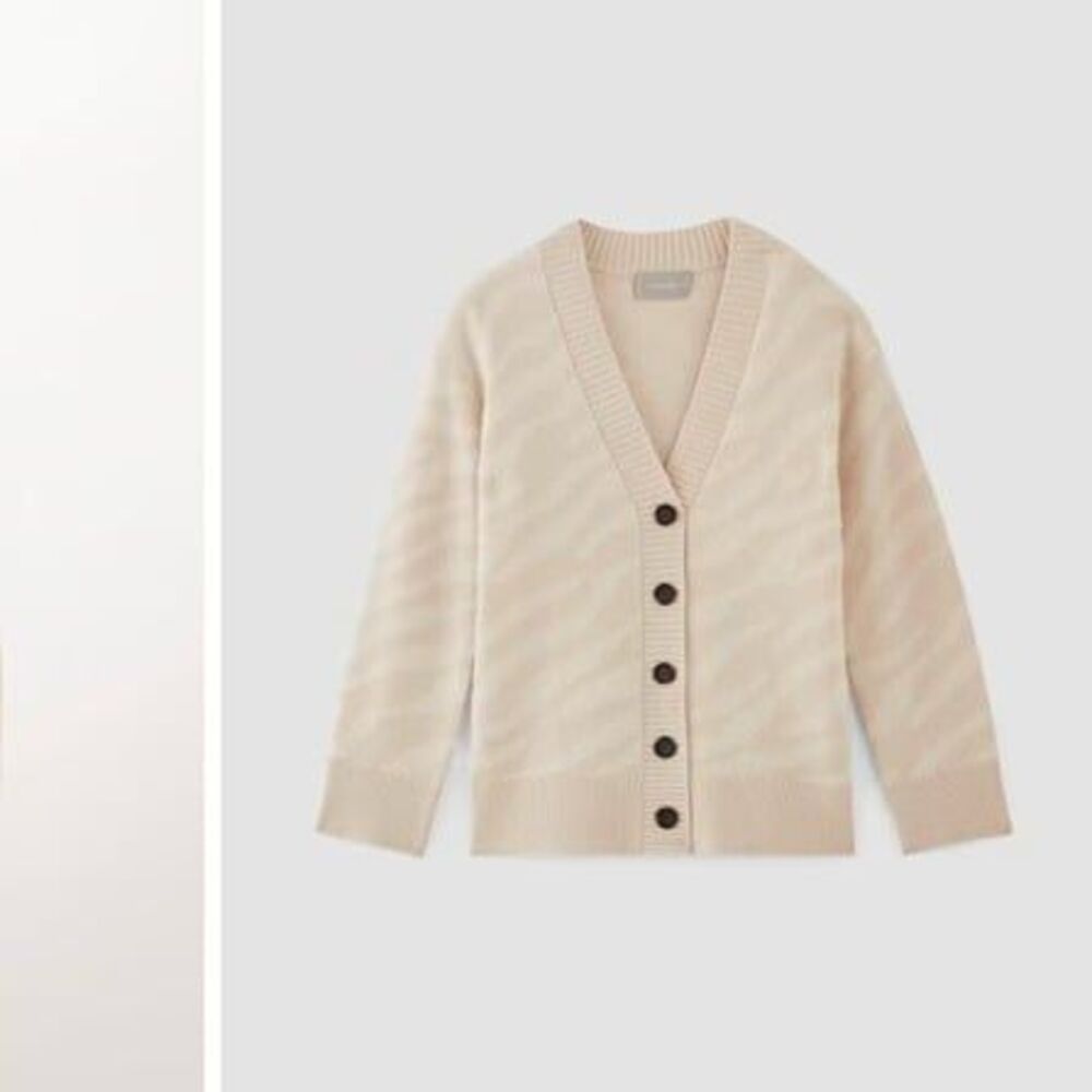 Everlane The Alpaca Tiger Jacquard Cardigan Women's Size XS Canvas Snow